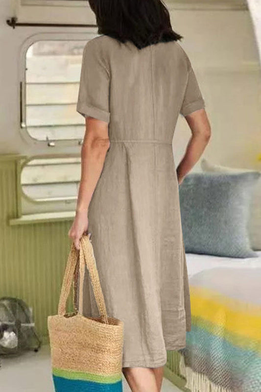 LP | Vestito midi abbottonato in cotone e lino