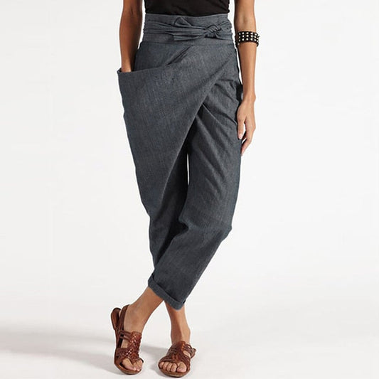 LP | Elegante pantalone cropped con fascia frontale