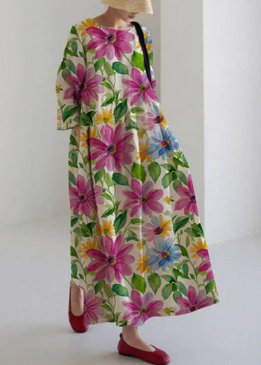 LP | Albicocca e viola floreale cotone abito patchwork borse primavera
