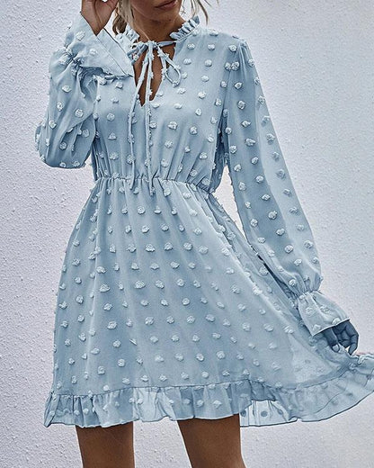 LP | Abito alla moda in pizzo chiffon con balze in vita