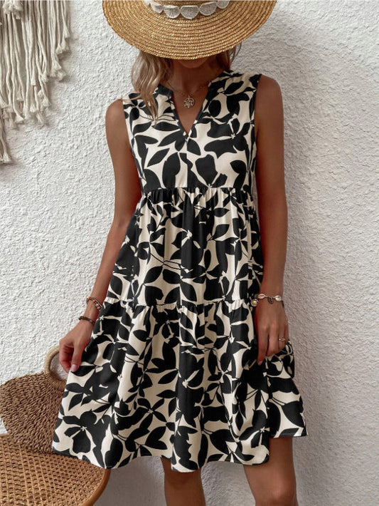 LP | Abito midi senza maniche, sciolto e boho, con scollatura a punta