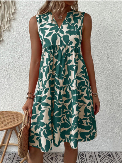 LP | Abito midi senza maniche, sciolto e boho, con scollatura a punta
