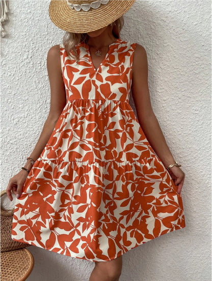 LP | Abito midi senza maniche, sciolto e boho, con scollatura a punta