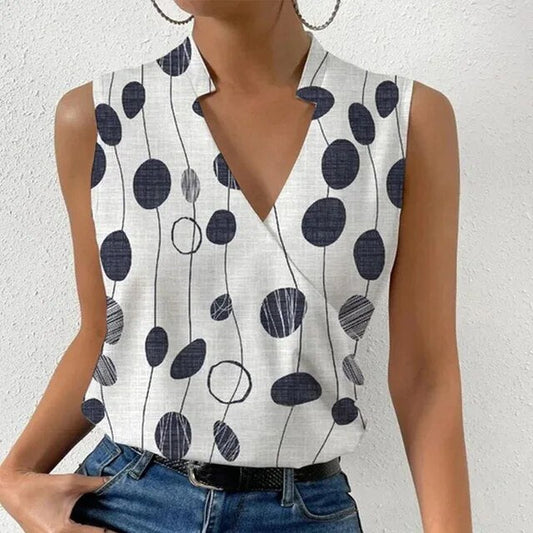 Top senza maniche LP | con stampa floreale e scollo a V