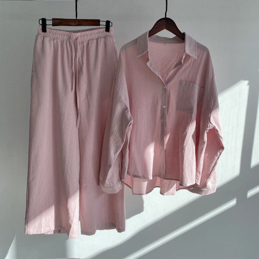 LP | Camicia e pantaloni a vita alta in cotone e lino