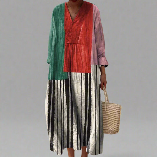 LP abito in cotone a righe colorblock EP