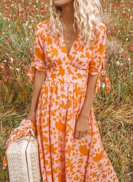 LP | Maxi abito con scollo a V floreale