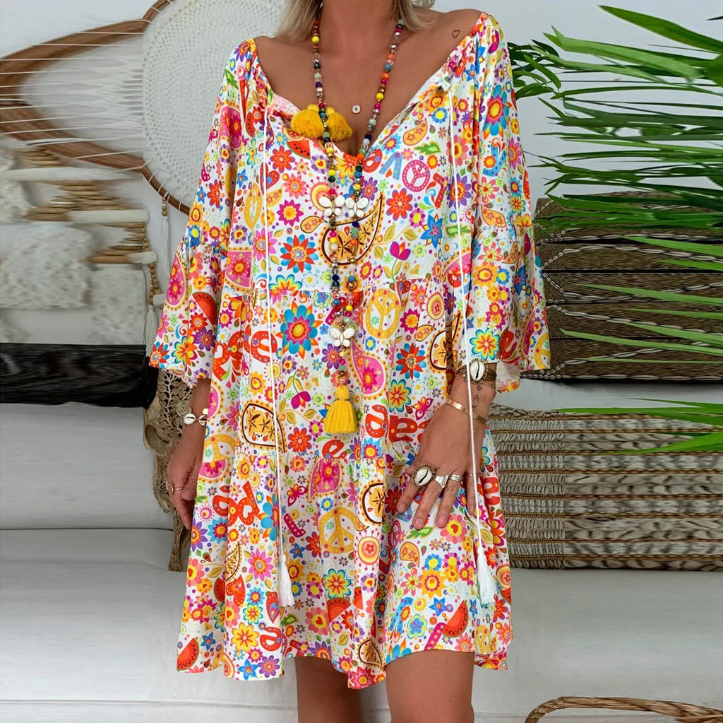 LP | abito plus size per le donne Loose Quarter Summer Floral Dress Mini Ladies Print Three plus size Formal Pants Suits per le donne