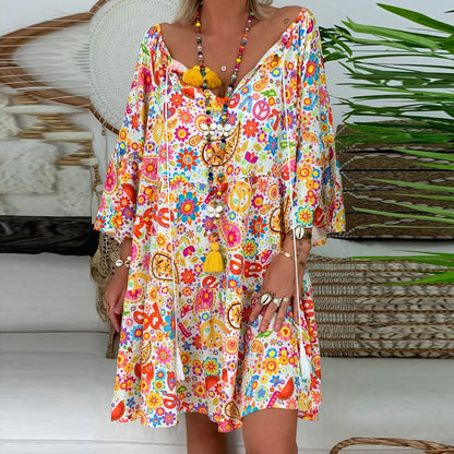 LP | abito plus size per le donne Loose Quarter Summer Floral Dress Mini Ladies Print Three plus size Formal Pants Suits per le donne