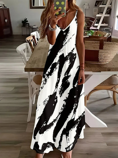 LP | 2024 Nuovo Vintage Stampa Etnica Signore Vestito Elegante Estate Signore Vestito Casual Senza Maniche Strada Moda Signore Vestito Lungo