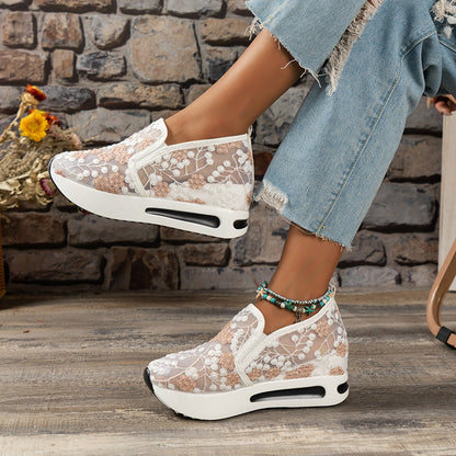 LP da ginnastica con piattaforma ricamata a fiori da donna LD |
