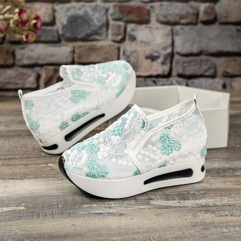 LP da ginnastica con piattaforma ricamata a fiori da donna LD |