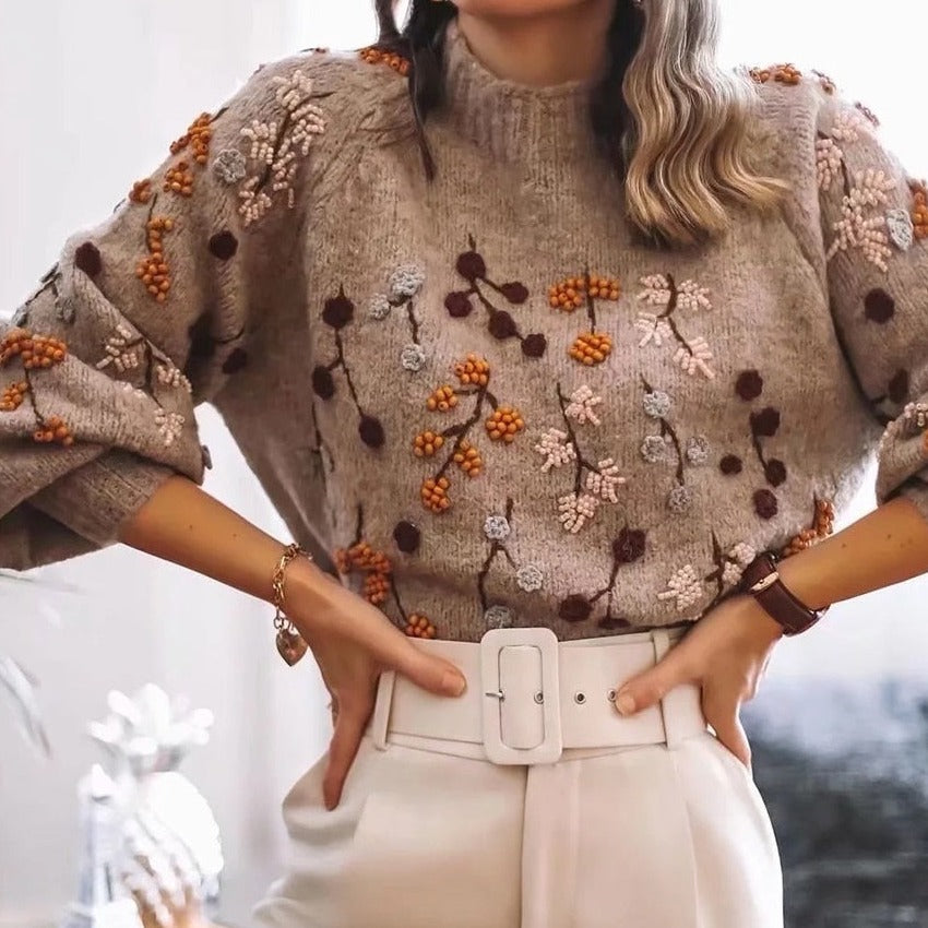 LP | Maglia vintage con ricamo floreale