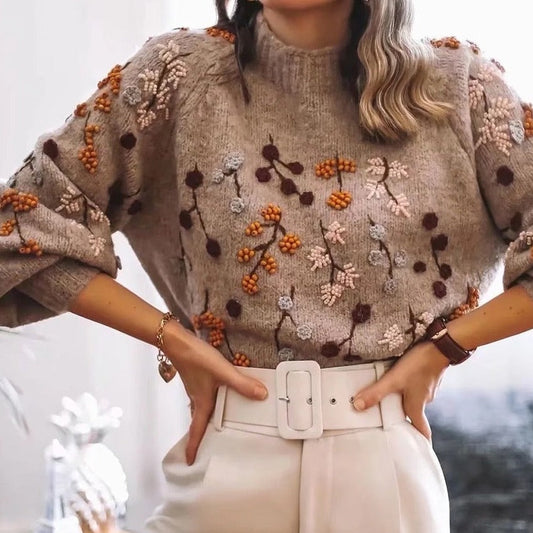 LP | Maglia vintage con ricamo floreale