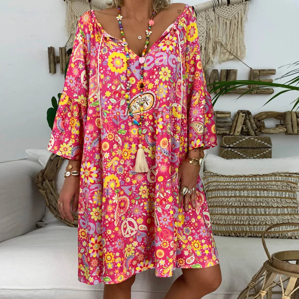 LP | abito plus size per le donne Loose Quarter Summer Floral Dress Mini Ladies Print Three plus size Formal Pants Suits per le donne