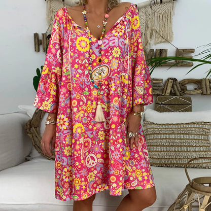 LP | abito plus size per le donne Loose Quarter Summer Floral Dress Mini Ladies Print Three plus size Formal Pants Suits per le donne
