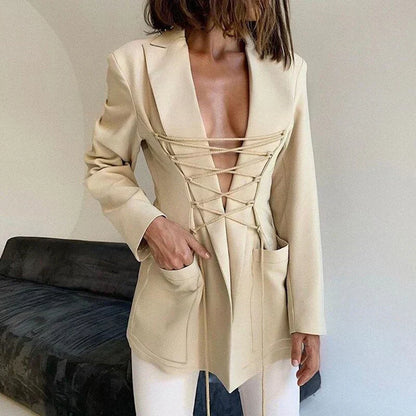 LP | blazer in pizzo manica tasche giacca sottile