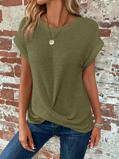 LP | Top in maglia waffle con maniche arrotolate