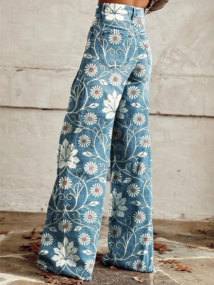 LP | Annett™ Pantaloni casual stampati vintage a gamba larga