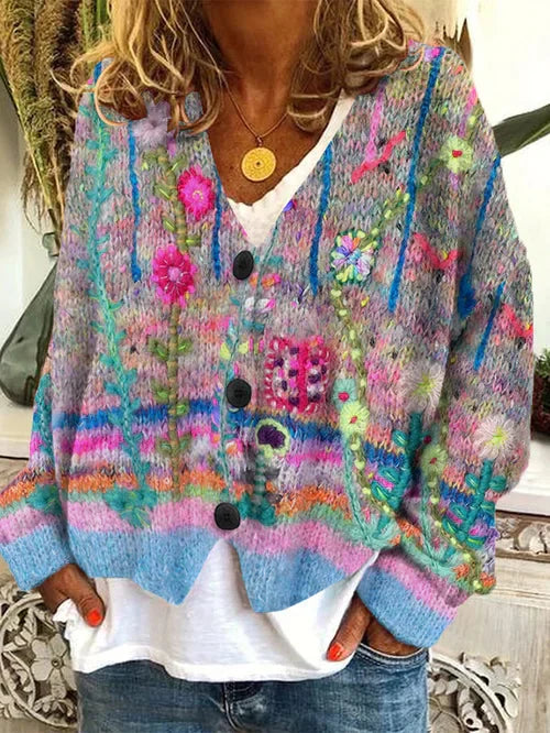 LP | Cardigan a fiori con bottoni