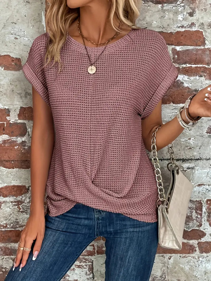 LP | Top in maglia waffle con maniche arrotolate