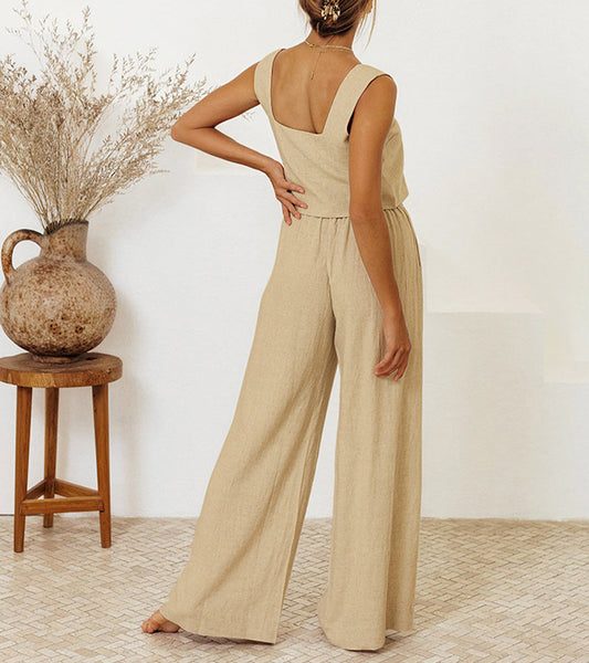 LP | Top minimalista e pantaloni a gamba larga in un set