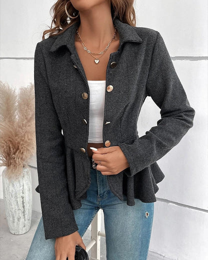 LP | Blazer a righe con bottoni e orlo arricciato, elegante vestibilità slim