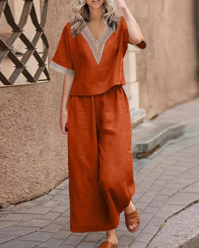 LP | Camicetta e pantaloni eleganti con scollo a V per le donne