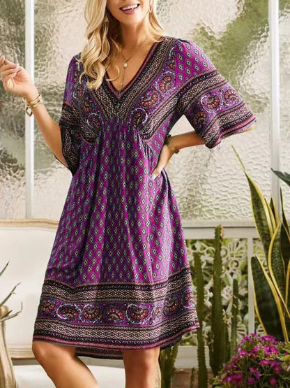 LP | Abito midi stampato con scollo a V