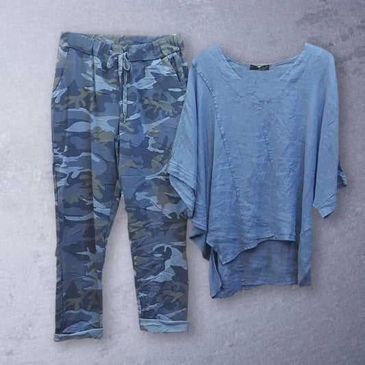 LP | Set di pantaloni e camicetta con scollo rotondo
