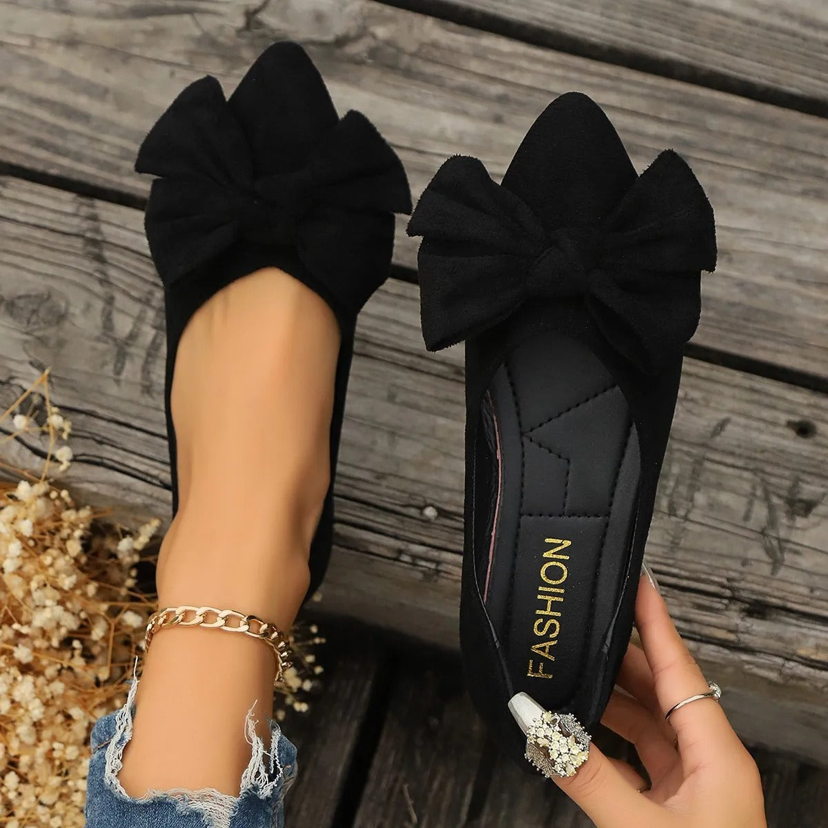 LP | Scarpe da bambola con fiocco e punta a punta