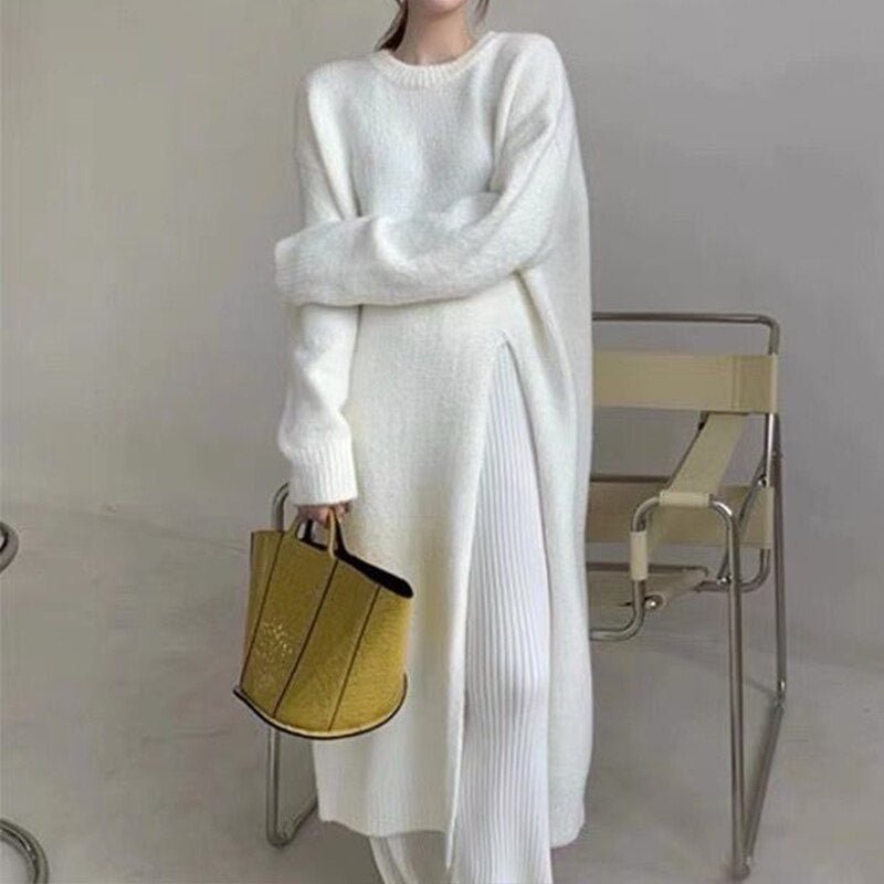 LP | Abito midi con maglione e dettaglio a pieghe
