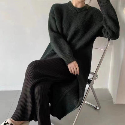 LP | Abito midi con maglione e dettaglio a pieghe