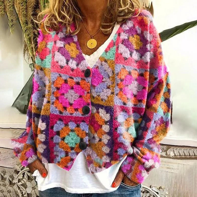 LP | Cardigan patchwork boho con fiori