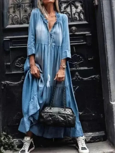 LP | abiti a maniche lunghe lavabili in denim in stile europeo
