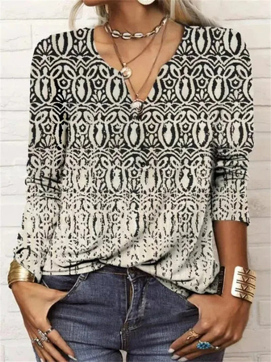 LP | top a maniche lunghe con stampa patchwork boho